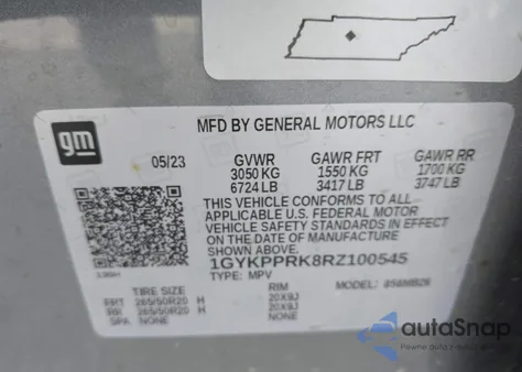 2024 Cadillac Lyriq Luxury W/1Sc from USA, damaged, VIN 1GYKPPRK8RZ100545
